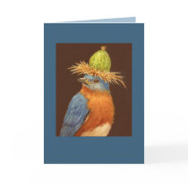 bluebird with gooseberry hat on card
