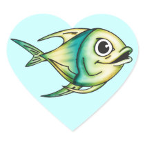Bluefin Fish Heart Sticker