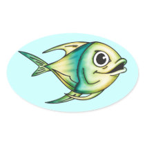 Bluefin Fish Oval Stickers