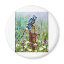 Bluejay: Peaceful Perch Refrigerator Magnet