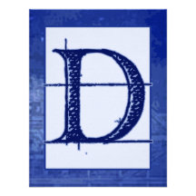 Blueprint "D" Monogram Wedding Invitations
