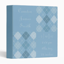 Blues Argyle Baby Book Vinyl Binder