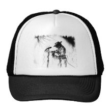 Blues Guitar Player and Band on Stage Mesh Hats