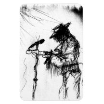 Blues Guitar Player and Band on Stage Rectangular Magnet