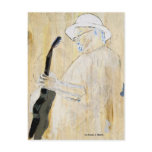 Blues Guitarist Painting in Orange and browns Post Card