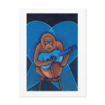 Blues musician orangutan playing guitar fun art postcards