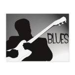 Blues player's silhouette with a spotlight postcard