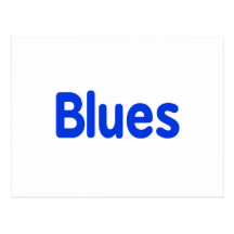Blues word blue music design.png postcard