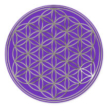 Blume des Lebens / Flower Of Life | silver violet Runder Aufkleber