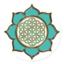 Blume des Lebens Lotus - türkis / transparent Stickers