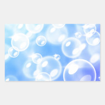 Blurred bubbles over blue sticker