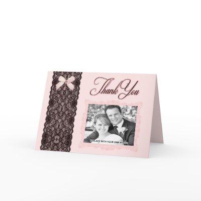 Blush Lace Wedding Thank You Card by kellyannt