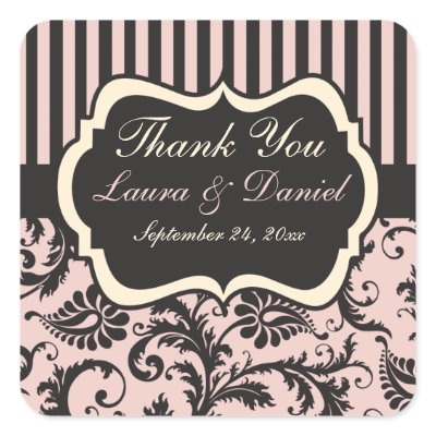 Blush Pink, Cream, Grey Wedding Favour Sticker by NiteOwlStudio
