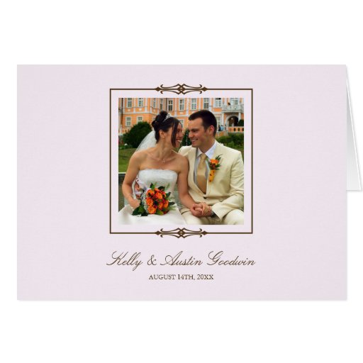 Blush pink elegance square frame photo thank you greeting card