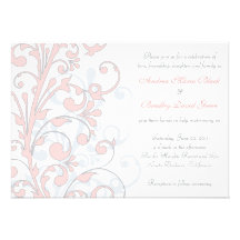 Blush Pink, Grey, & White Wedding Invitation