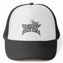 BMX king text design grayscale Hats