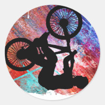 BMX on Rusty Grunge Round Stickers