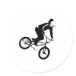 BMX Rider in Black and White Round Sticker