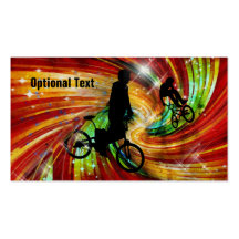 BMXers in Red and Orange Grunge Swirls Business Cards
