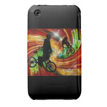 BMXers in Red and Orange Grunge Swirls