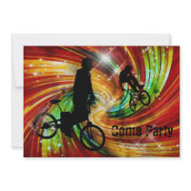 BMXers in Red and Orange Grunge Swirls