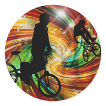 BMXers in Red and Orange Grunge Swirls