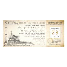 boarding pass cruise vintage wedding invitations