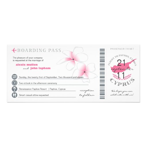 Boarding Pass to Cyprus Wedding Invitation