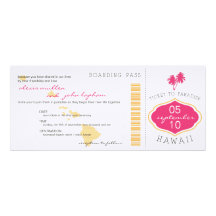 Boarding Pass to Hawaii Wedding Invitation