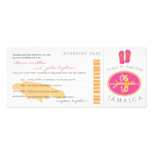 Boarding Pass to Jamaica Wedding Invitation