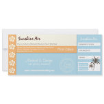Boarding Pass Wedding Invitation blue orange white