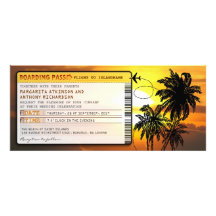 boarding pass wedding tickets-invites with sunset