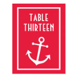 Boat Anchor Table Numbers (Red / White) Post Cards