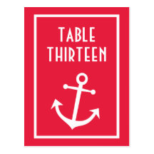 Boat Anchor Table Numbers (Red / White) Post Cards