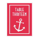 Boat Anchor Table Numbers (Red / White)