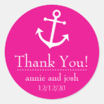 Boat Anchor Thank You Labels (Magenta Pink) Stickers