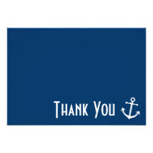 Boat Anchor Thank You Note Cards (Dark Blue) Personalized Invitation