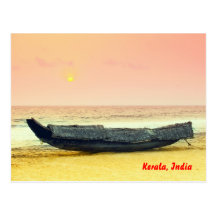 Boat  and sunset, Kerala, India Post Cards