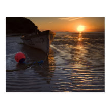 Boat and sunset postcards