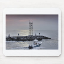 Boat Boats Fishing Going Out to Sea Light Tower HD Mousepad