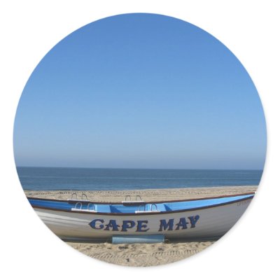 Boat * Cape May, NJ Round Sticker by bluehawaii218
