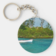 Boat in water keychains