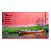 Boat-near-red-round-building BOAT CANOE WATER TRAN Business Card