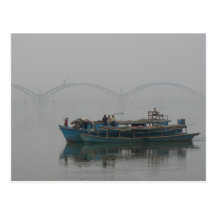 Boat on the Irrawaddy River, Myanmar Post Card