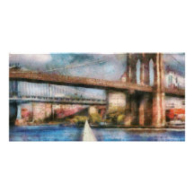 Boat - Sailing under the Brooklyn Bridge Photo Cards