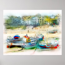 BOATS AS A PAINTING PRINT