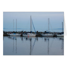 boats by the beach greeting card