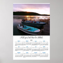 Boats Docked at Sunset 2011 yearly wall  calendar Poster