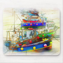 BOATS IN ST. IVES HARBOUR MOUSEMAT