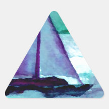 Boats in the Bathtub Sailing Art CricketDiane Triangle Stickers